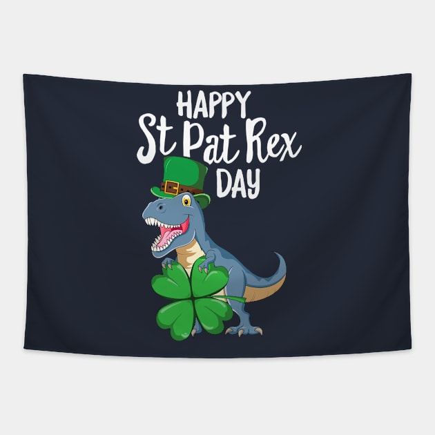 Happy St Pat Rex Day T-Shirt Dinosaur T-Rex Kids Boys Girls Tapestry by 14thFloorApparel