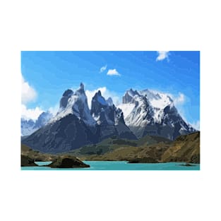 W Trek Torres del Paine Hike Digital Painting T-Shirt