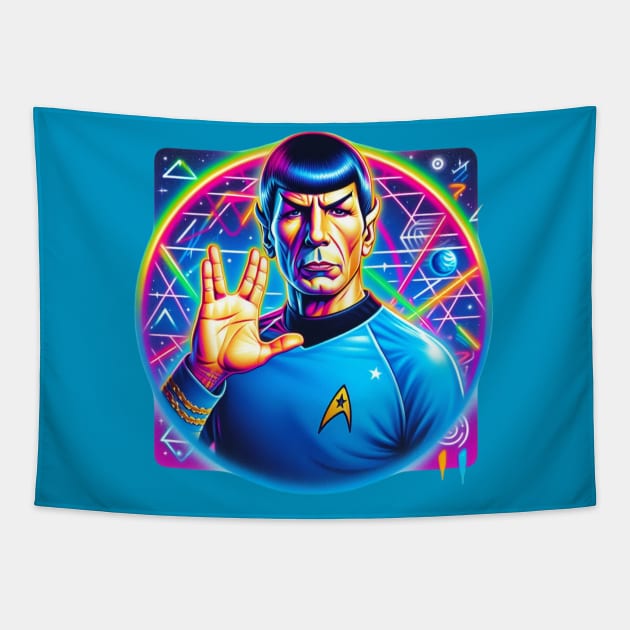 Mr. Spock in the 80's Tapestry by Tiger Mountain Design Co.