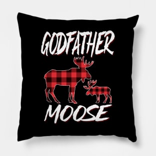 Red Plaid Godfather Moose Matching Family Pajama Christmas Gift Pillow