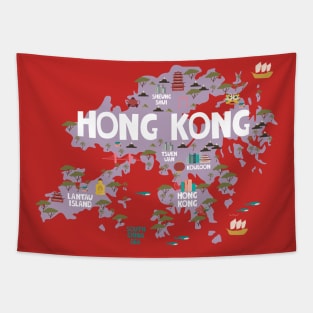 Hong Kong illustrated map Tapestry