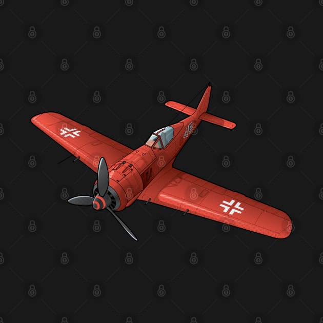 Focke-Wulf FW-190 in red by SunsetGraphics