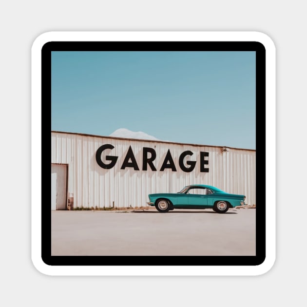 retro pastel garage classic car Magnet by Kingrocker Clothing