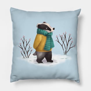 Winter Badger Pillow