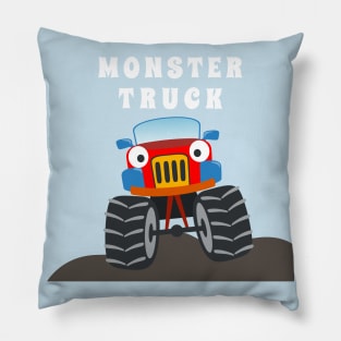 illustration of monster truck with cartoon style. Pillow