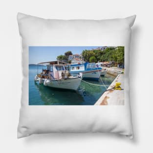 Roped boats. Pillow