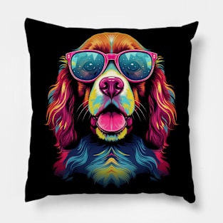 Brittany Spaniel Dog Eyeglasses Pop Art Pillow