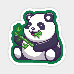 Cute Panda Eating Bamboo Leaf Cartoon Magnet