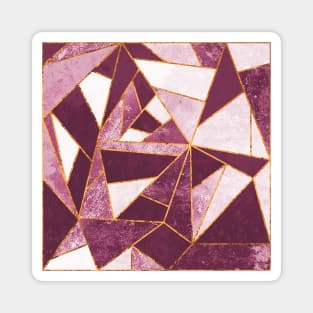 Rose Quartz Pink and Gold Minimal Modern Mosaic Magnet