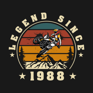 34 Years Old Birthday Motocross Legend Since 1988 T-Shirt