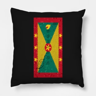 Grenada Flag Design with Map Outline and Area Code - Soca Mode Pillow