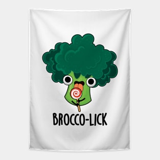 Brocco-lick Funny Veggie Broccoli Pun Tapestry