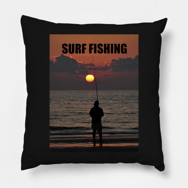 Surf fishing Pillow by dltphoto