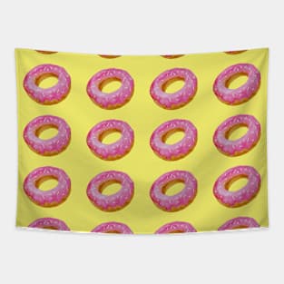 Watercolor donuts pattern - pink and yellow background Tapestry