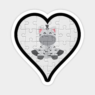 Jigsaw  Zebra Heart Design - Wild Animal Zebra Magnet