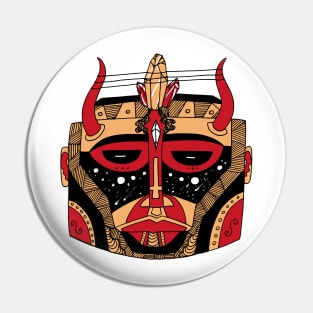 Red and Cream African Mask No 8 Pin