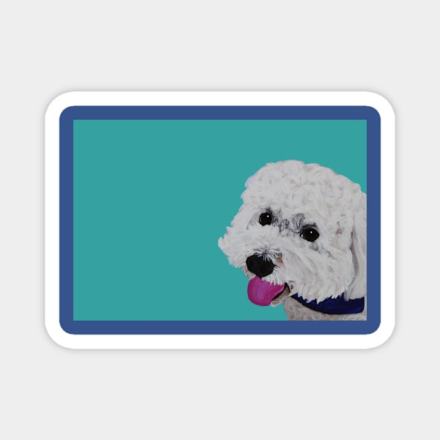 Finn the Bichon Frise Seafoam Green Magnet by AmandaAAnthony