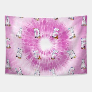 Tie Dye and Typography Pattern Tapestry