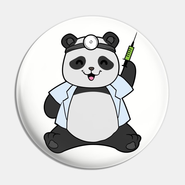 Panda as doctor with syringe Pin by Markus Schnabel