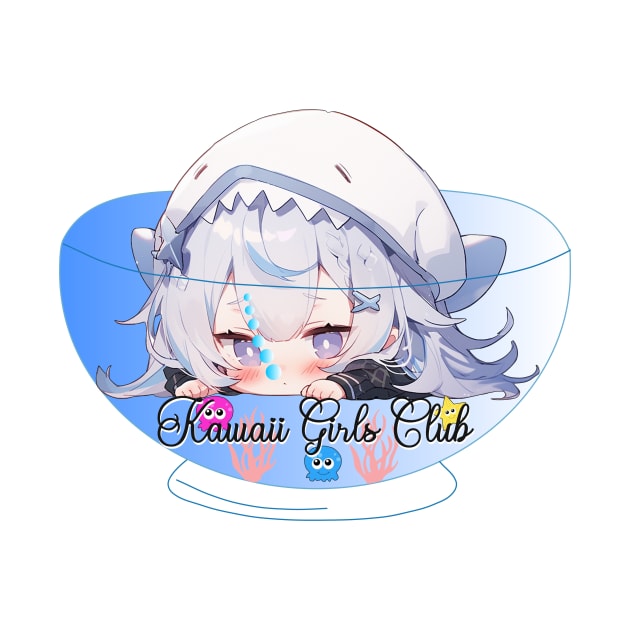 Kawaii Girls Club - Cute Chibi Shark Girl by PlayfulPandaDesigns