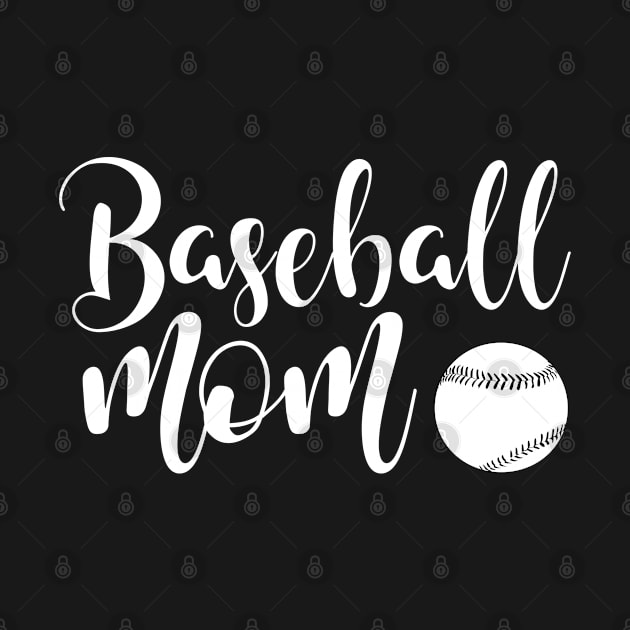 Baseball mom white letters with a baseball by TheBlackCatprints