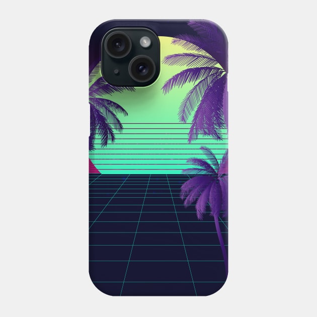 Cybersynth Sunset Vaporwave Phone Case by edmproject