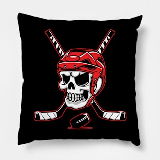 Skeleton Ice Hockey Puck Skull With Hockey Stick Halloween Pillow