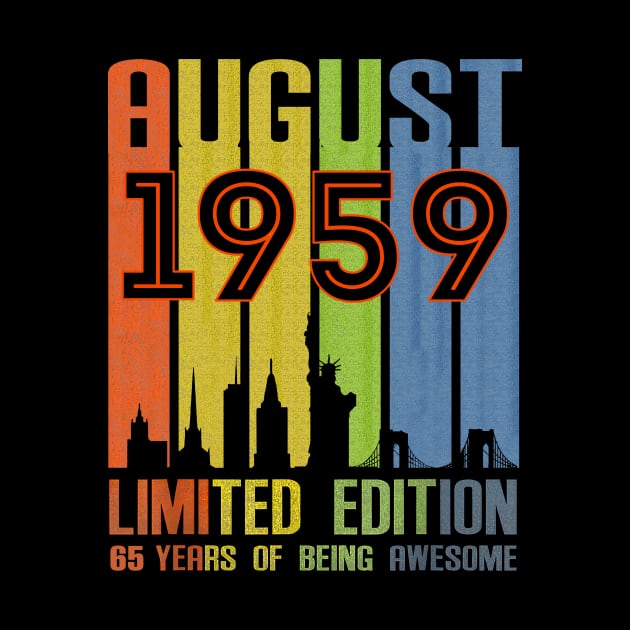 August 1959 65 Years Of Being Awesome Limited Edition by Red and Black Floral