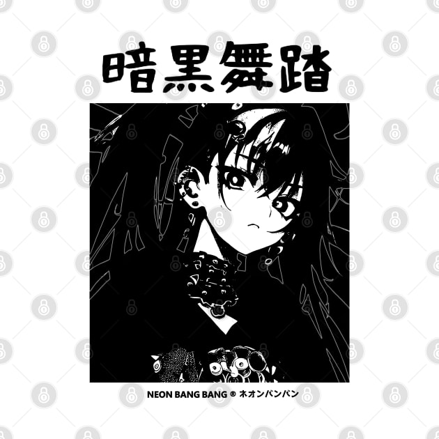 Goth Grunge Anime Girl Manga Aesthetic Japanese Streetwear Black and White by Neon Bang Bang