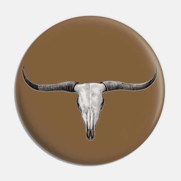 Longhorn Bull Steer Skull Ranch Barn Art Pin by Dual Rogue