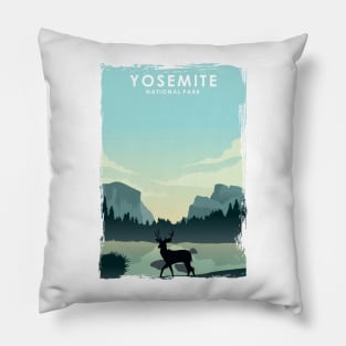 Yosemite National Park California Nature Travel Poster Print Pillow