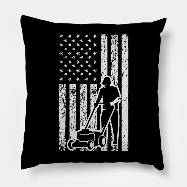 Lown mowing, American Flag, 4th of July Pillow by FabulousDesigns