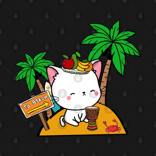 Funny angora cat is on a deserted island by Pet Station