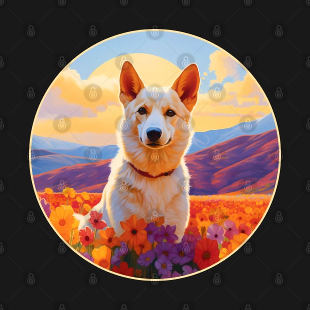 Canaan Dog Mountain Flower Cute Colorful Puppy by Sports Stars ⭐⭐⭐⭐⭐