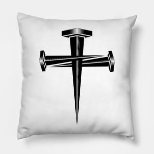 Christian illustration. Cross from crucifixion nails. Pillow