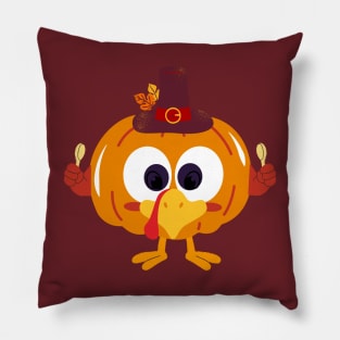 Great Funny turkey pumpkin Let's Get Basted Thanksgiving Pillow