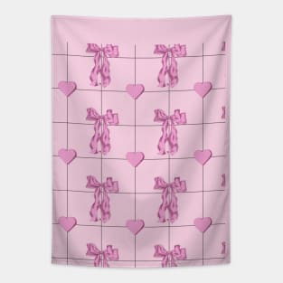 Pink bows and Pink Hearts Tapestry