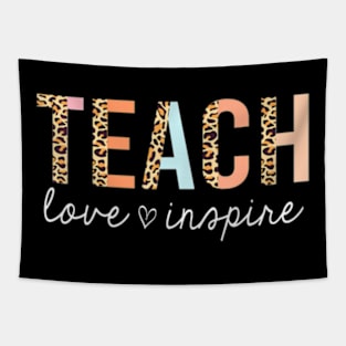 Teach Love Inspire Leopard Back to School Cute Teacher Tapestry