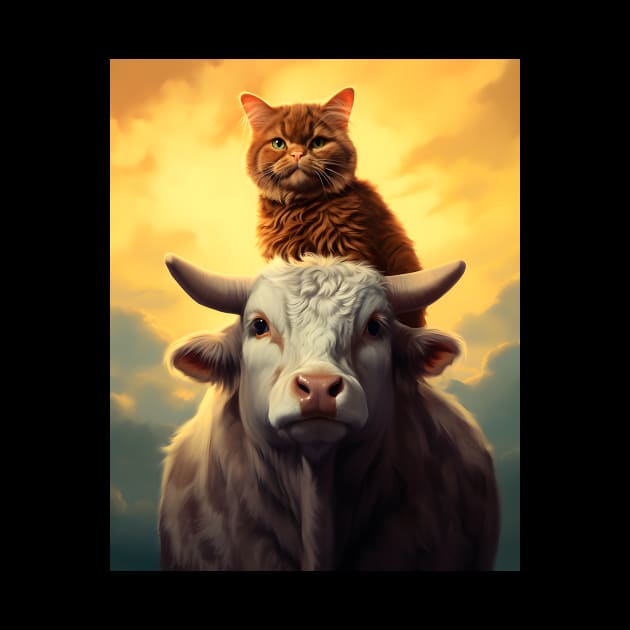 Feline Meets Bovine: Charming Cats and Cows by KittyStampedeCo