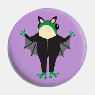 Frog in a Halloween bat costume Pin