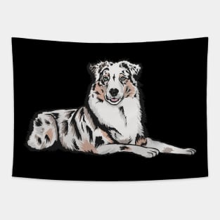 Australian Shepherd Laying Down Tapestry