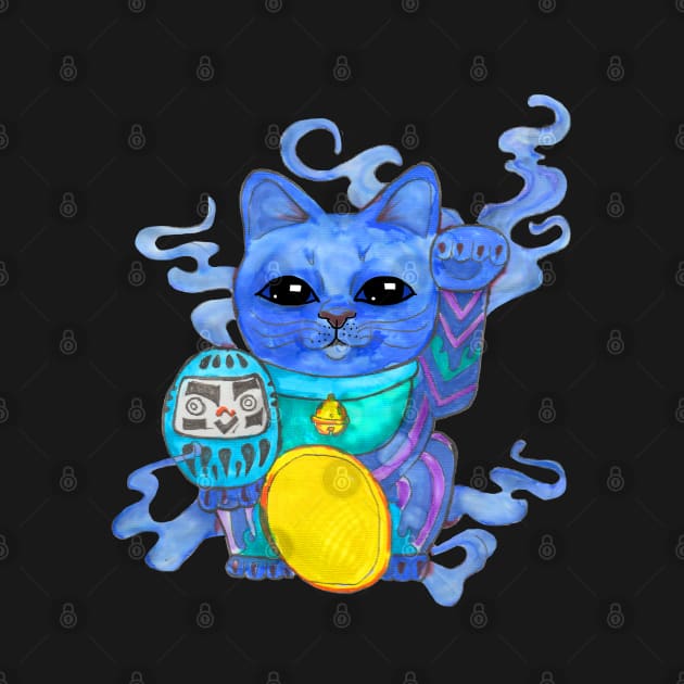 Genie Blues Lucky Cat by JenStedman73