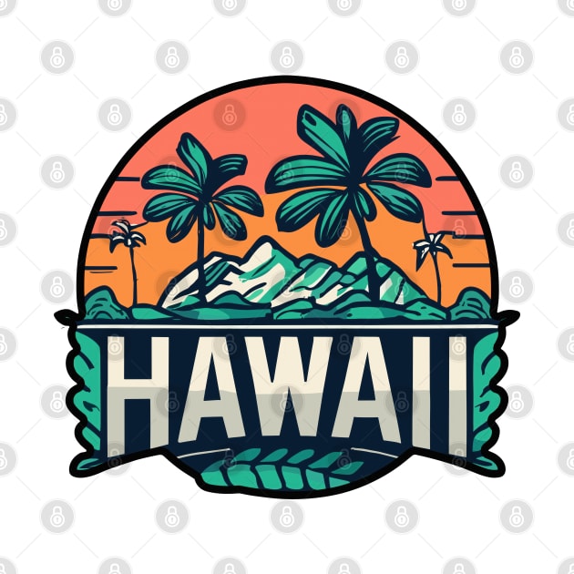 Hawaii Retro Sunset by TooplesArt