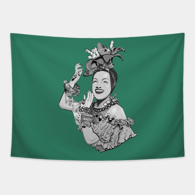 Carmen Miranda in black and white Tapestry by FanboyMuseum