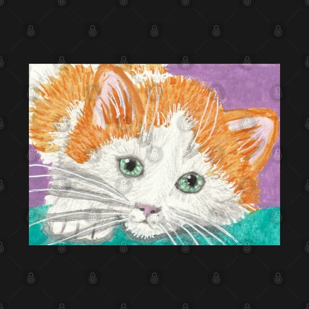 Orange kitten cat face  painting by SamsArtworks