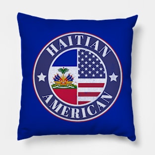 Proud Haitian-American Badge - Haiti Flag Pillow