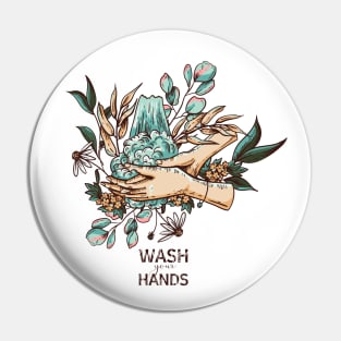 Wash You Hand Illustration Pin