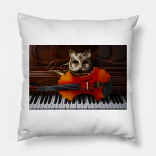 Cat Mask And Baroque Violin Pillow