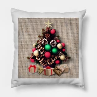 Pine Cone Christmas Tree on Burlap Pillow