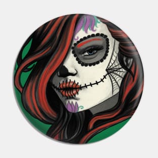 Red head skull girl Pin